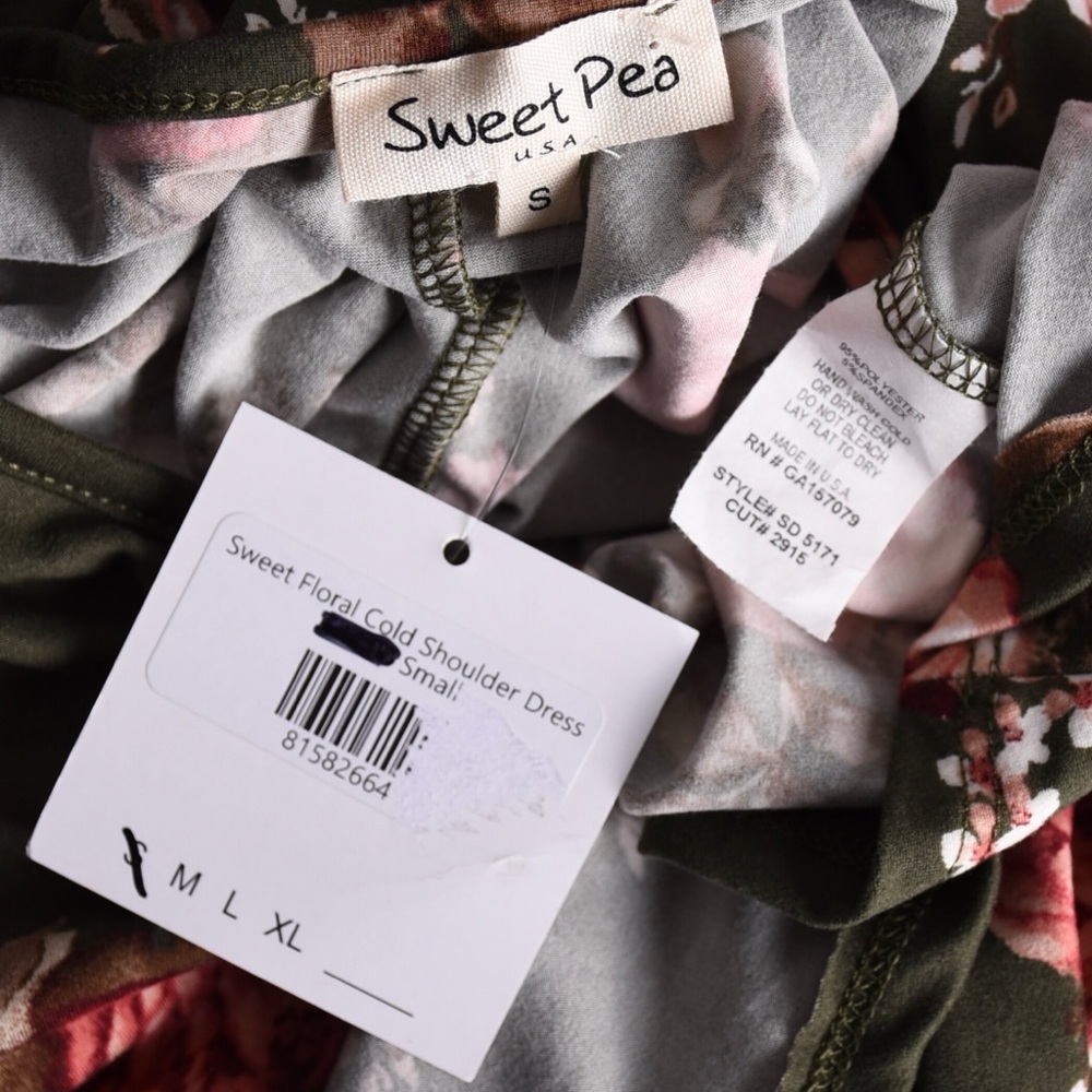 Sweet Pea Floral Cold Shoulder Long Sleeve Dress - Picture 8 of 8